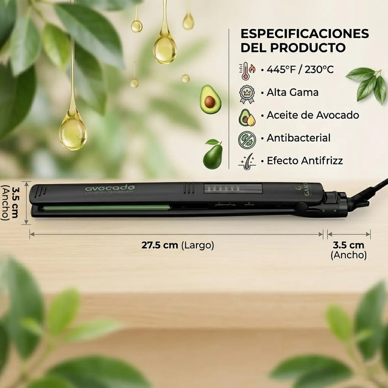 Plancha De Cabello Placas Cerámica Oils Avocado Ga.ma Italy® Negro