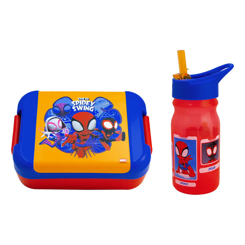 Lonchera Infantil De Plástico Con Botella Diseños Varios