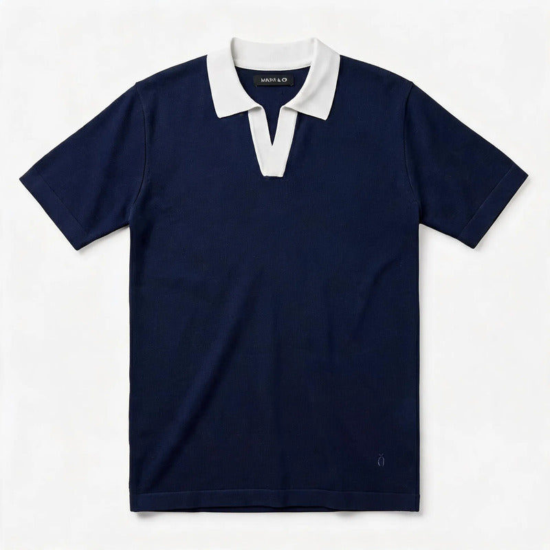 Playera Polo Semi Formal Para Hombre Mkhc0034 Makn & Co® Azul Oscuro M Texturizado