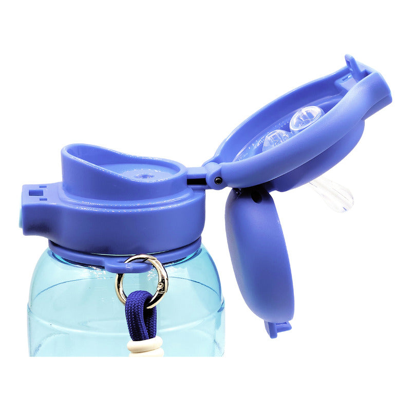 Botella 2 En 1 Tapa De Boquilla Y Popote Con Asa 650ml