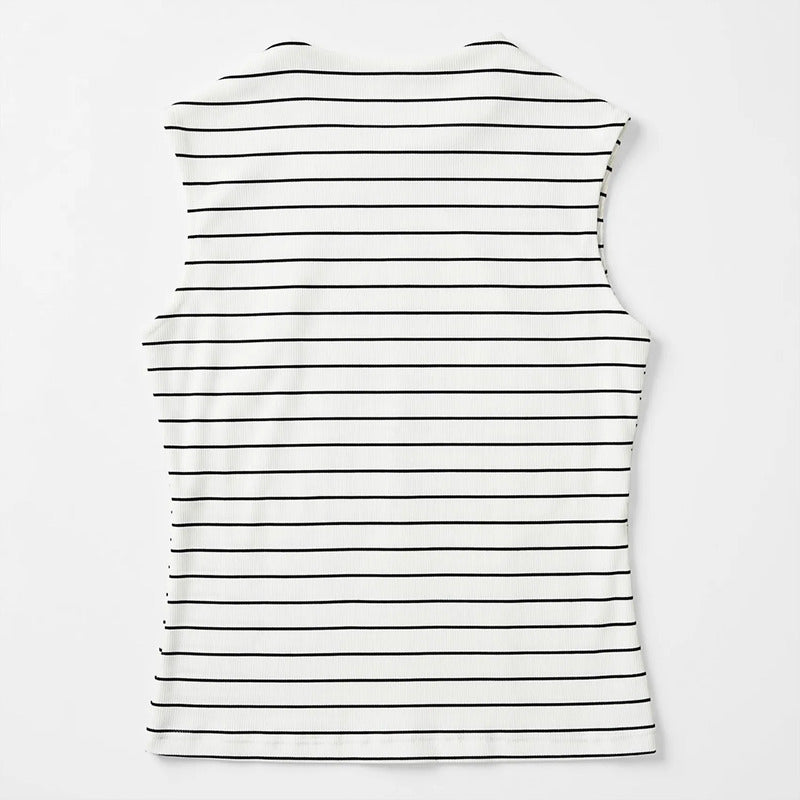 Blusa Semi Formal Con Aro Dorado Mujer 4363 Marca Exotica® Blanco Rayas M