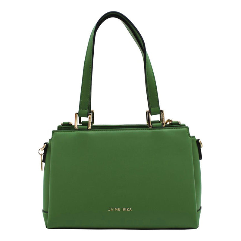 Bolso De Mano Para Mujer Mod. Ji 2348 Marca Jaime Ibiza® Verde Lisa Níquel