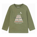 Playera Para Bebe Mod.2007 Marca Mayoral® Verde Musgo Animales Del Bosque 36 Meses Estampa Localizada