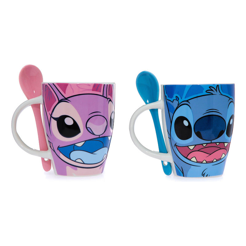 Taza De Porcelana 2pz Con Cuchara Diseño Animado 310ml