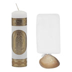 Set Para Bautizo Vela+concha+toalla+caja De Madera