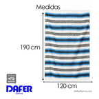 Falsa Artesanal 1.90m X 1.20m Cobija Multiusos Mexicana Geométrico 1 Kg Azul Claro