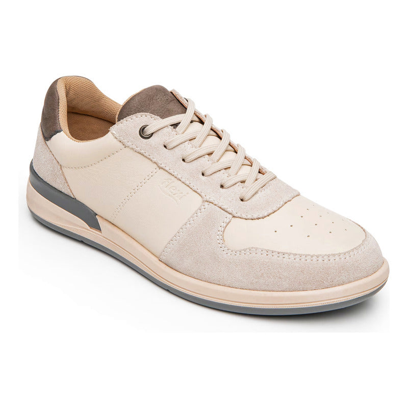 Tenis Casual Para Hombre Mod.419801 Marca Flexi® Beige Lisa 28 Mx