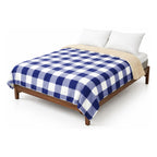 Cobertor Borrega Suave Matrimonial 180x220m Providencia® Cuadros 400 G Azul Marino