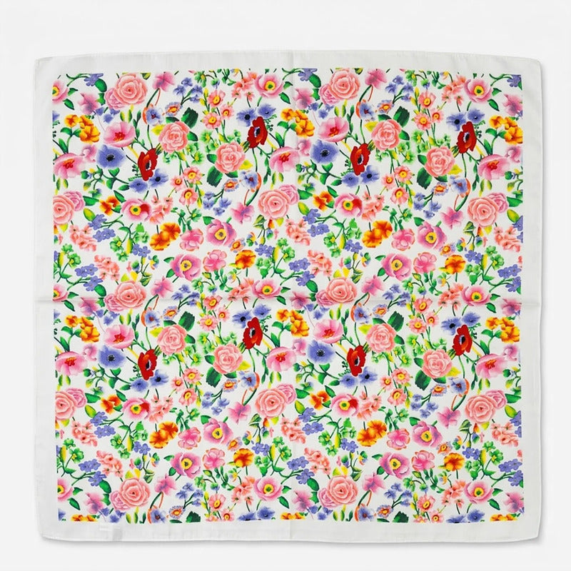Mascada Ejecutiva De Satín Cuadrada Fina Para Mujer Multicolor Floral Primaveral Unitalla