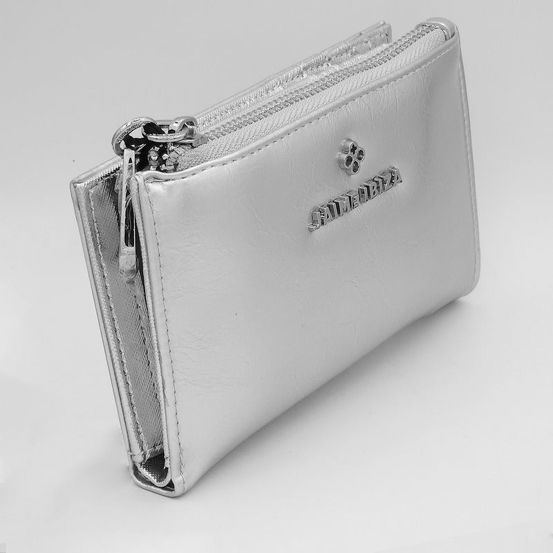 Cartera Con Monedero Para Mujer Mod. Ji 552  Jaime Ibiza® Plateado Liso