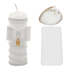 Set Para Bautizo Vela+concha+toalla+caja De Madera