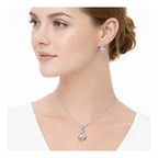 Set Joyería Elegante Collar Y Aretes Entrelazado Con Perla Plateado