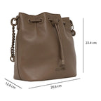 Bolso Bucket Para Mujer Mod. Ji 2816 Marca Jaime Ibiza® Marrón Oscuro Lisa Níquel