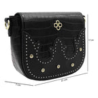 Bolso Crossbody Para Mujer Mod. Ji2226 Marca Jaime Ibiza® Negro Craquelado Dorado