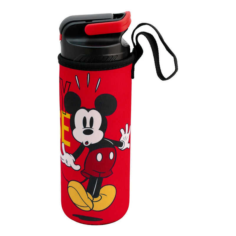 Botella De Plástico Con Funda 600ml Diseños Animados Mickey 1721-379