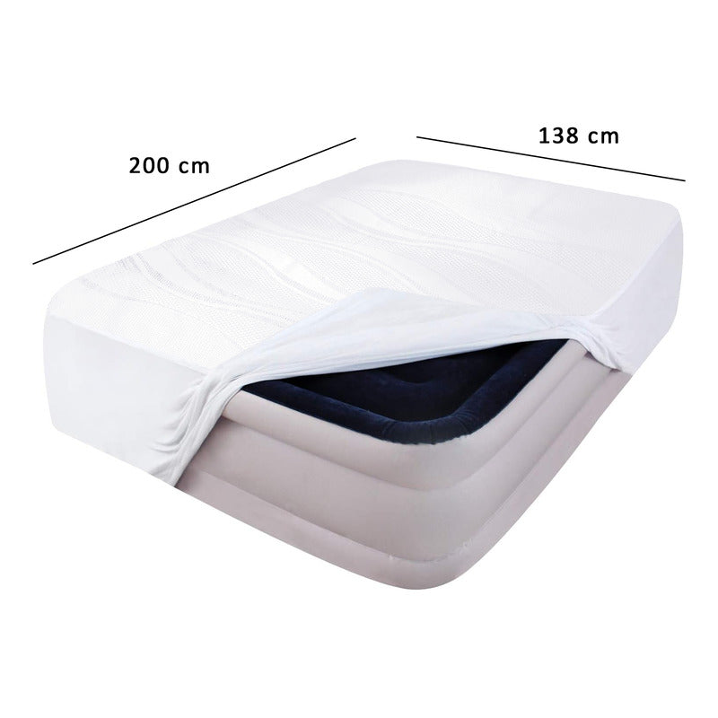 Protector De Colchón Microfibra Matrimonial Spring Air® Blanco Rayas Matrimonial