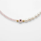 Set Collar, Pulsera Y Aretes Ojo Turco Rosa Bisutería Fina Multicolor