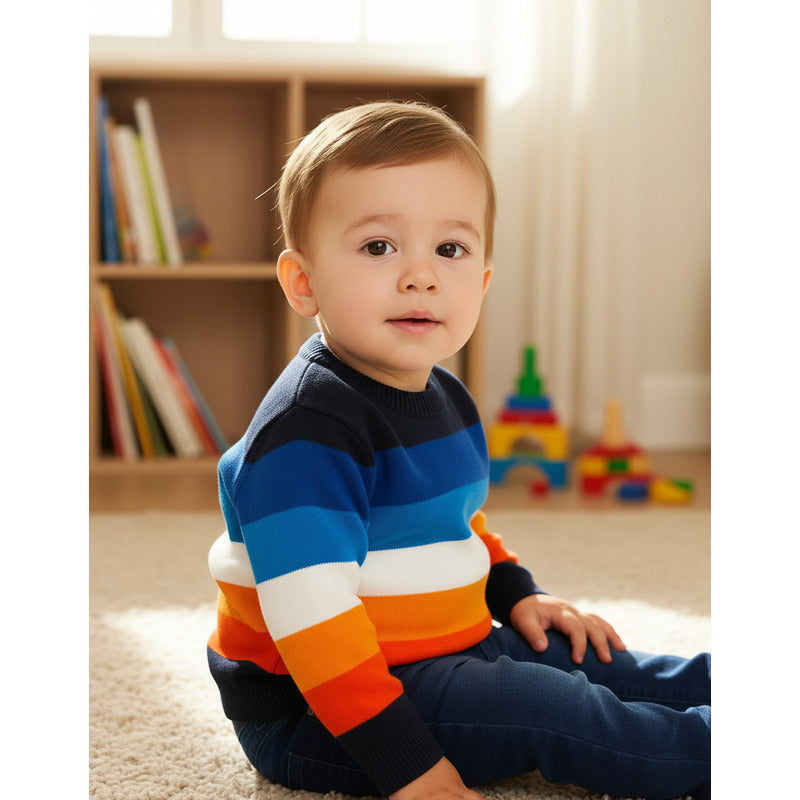 Suéter Jersey Rayas De Niño Mod.125-5004al Marca Losan®