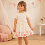 Falda Casual Bordada Para Niña Mod.3903 Marca Mayoral® Beige Floreado 2 Años
