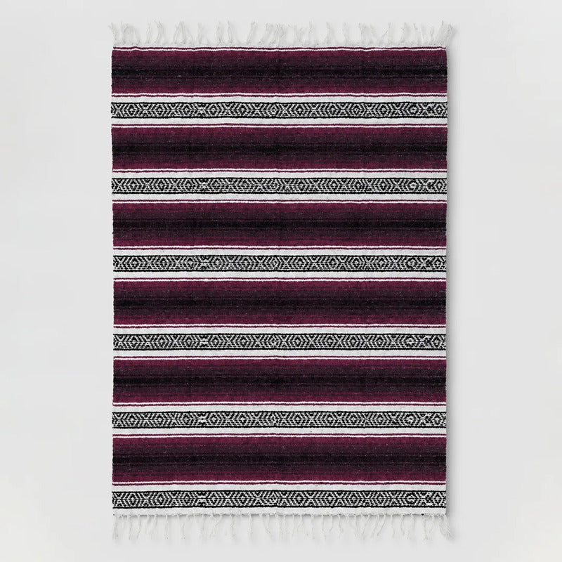 Falsa Artesanal 1.90m X 1.20m Cobija Multiusos Mexicana Geométrico 1 Kg Violeta Oscuro