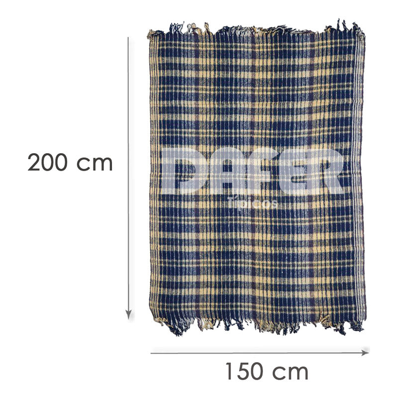 Cobija Mexicana Tilma De Color Mod.fl 2x1.50m Económica Cuadros 1.1 Kg Morado
