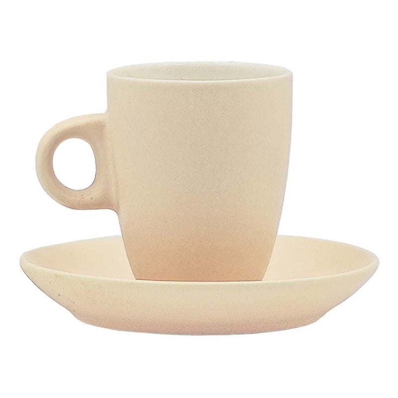 Set De 6 Tazas+platos De Porcelana Mod.1767 Rosa/multicolor Tazas