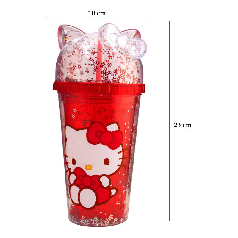 Vaso Con Popote Doble Pared Con Domo 500ml Diseños Animados