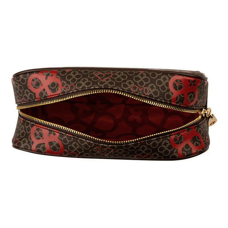 Bolso Clutch Para Mujer Mod. Ji 249 Marca Jaime Ibiza® Marrón Corazones Níquel