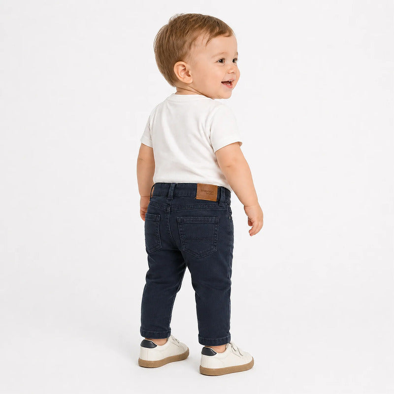Pantalón Slim Fit Para Bebé Mod. 563 Marca Mayoral® Marino Lisa 6 Meses