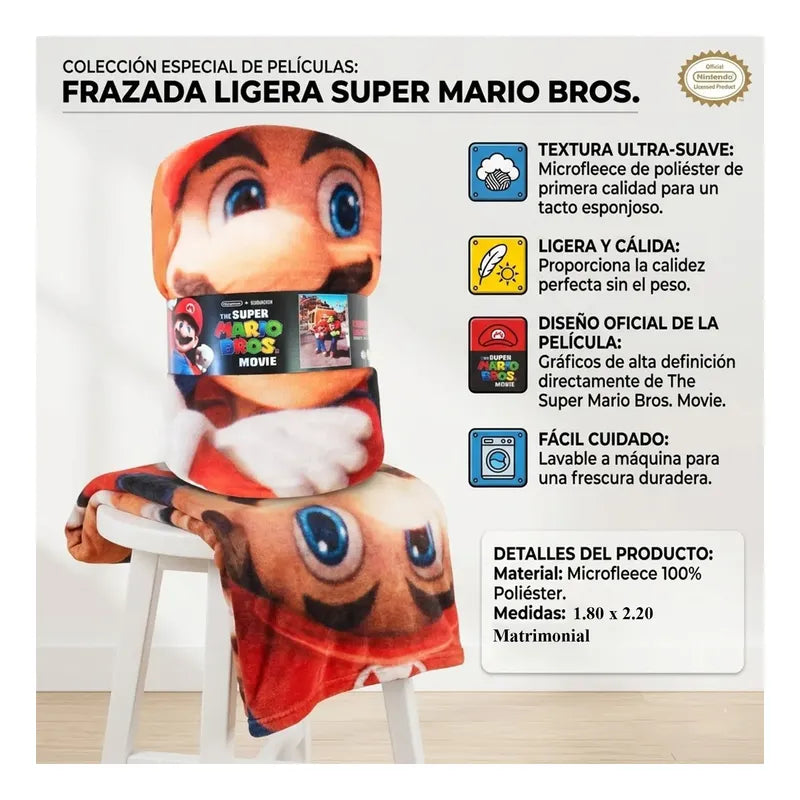 Cobertor Ligero Super Suave Matrimonial Diseños Providencia® Mario Bros Y Luigi 850 G Multicolor