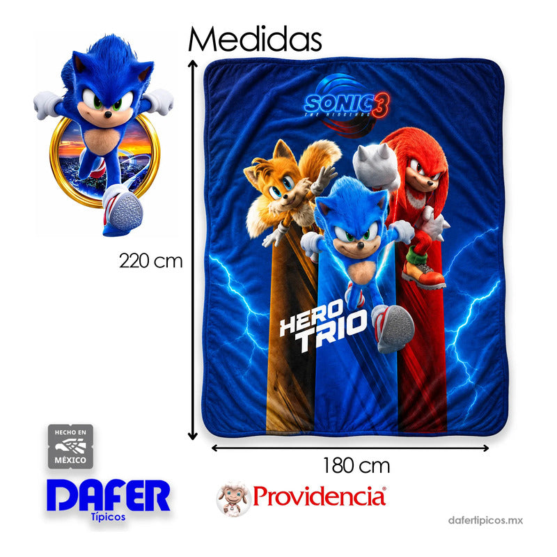 Cobertor Ligero Super Suave Matrimonial Diseños Providencia® Sonic 850 G Multicolor