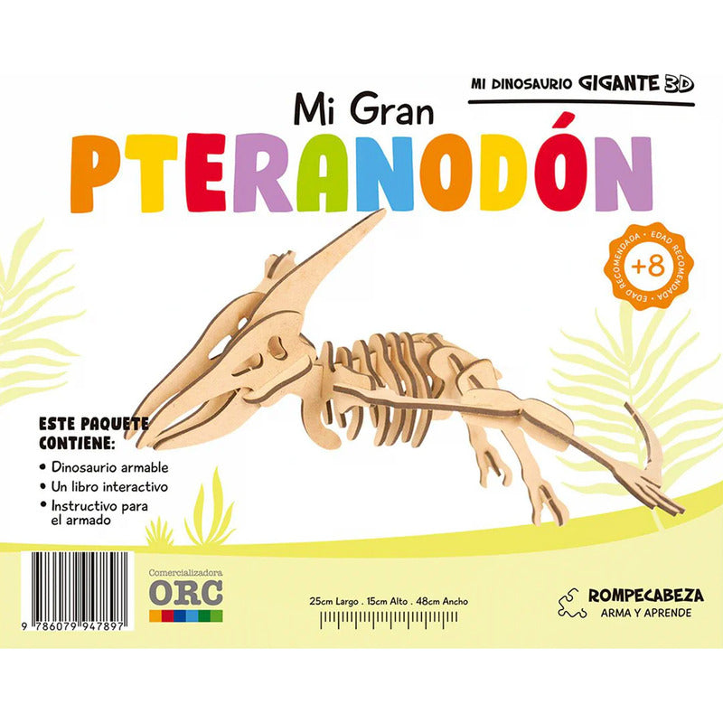 Rompecabezas De Madera Mi Dinosaurio Gigante 3d Marca Orc®