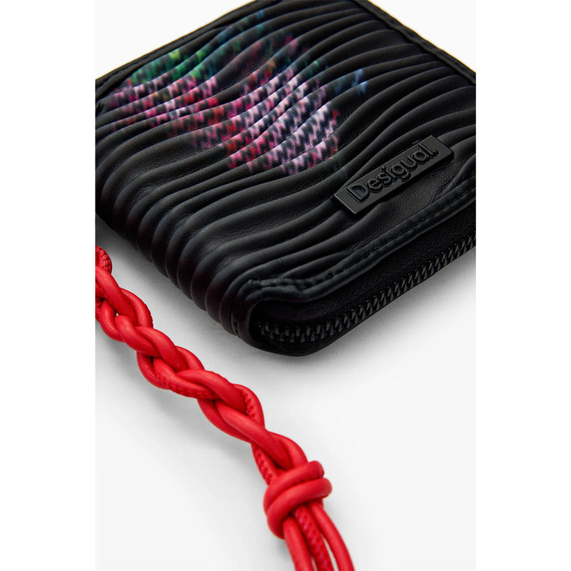 Cartera Con Textura Para Mujer 26sayp07/2000 Marca Desigual® Negro Floreado Texturizado