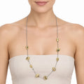 Collar Largo Para Mujer Con Dijes Abstractos Elegantes Plateado