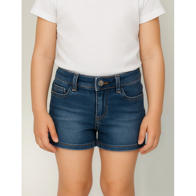 Short Casual Para Niña Mod.236 Marca Mayoral® Azul Acero Lisa 4