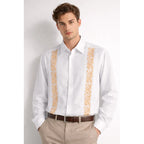 Camisa Estilo Guayabera Para Caballero Marca Cotú Blanco Bordado 40