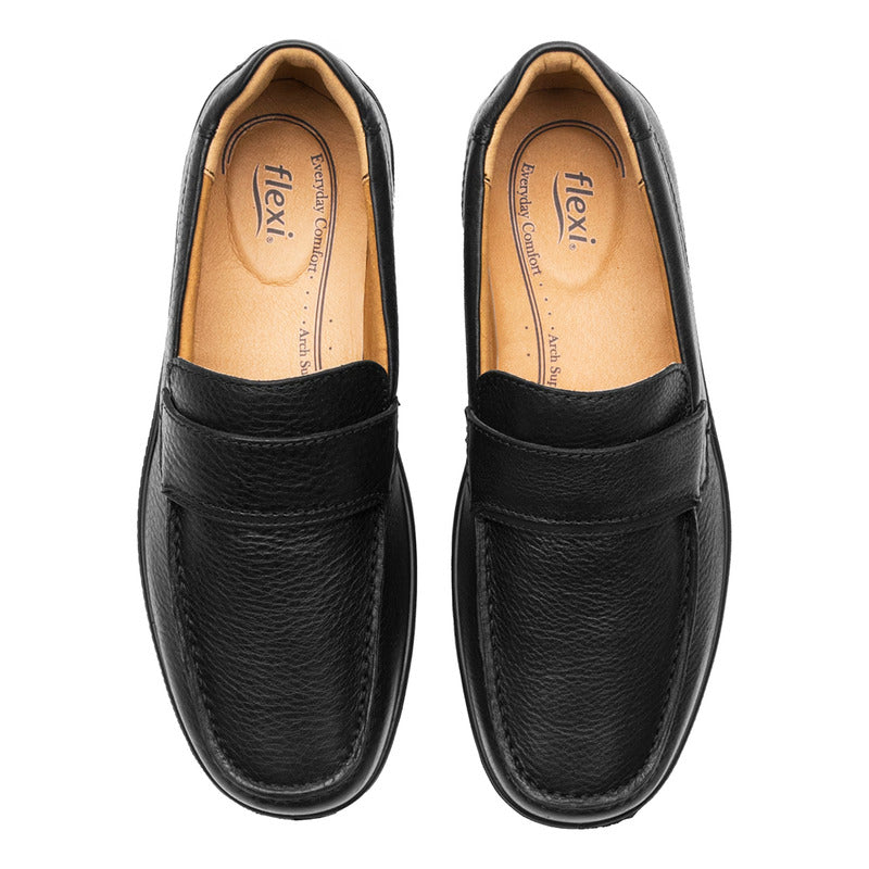 Zapato Mocasín Driver Para Caballero Mod.415907 Marca Flexi® Negro Lisa 26 Mx