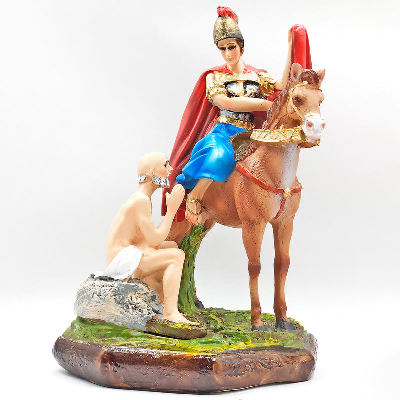 Imagen Religiosa De Resina San Martin Caballero 25cm Multicolor