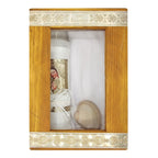 Set Para Bautizo Vela+concha+toalla+caja De Madera