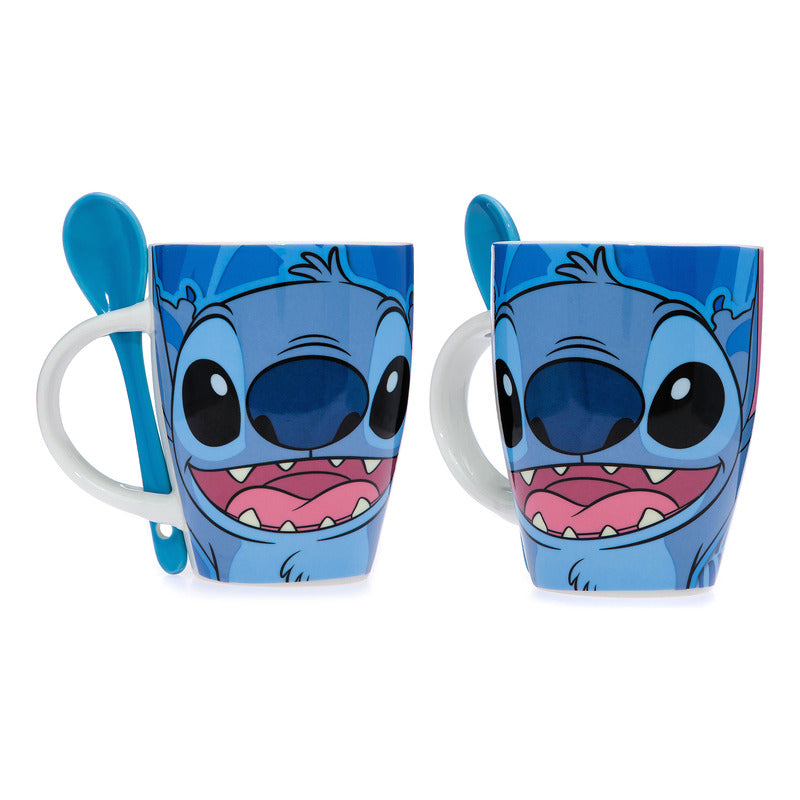 Taza De Porcelana 2pz Con Cuchara Diseño Animado 310ml