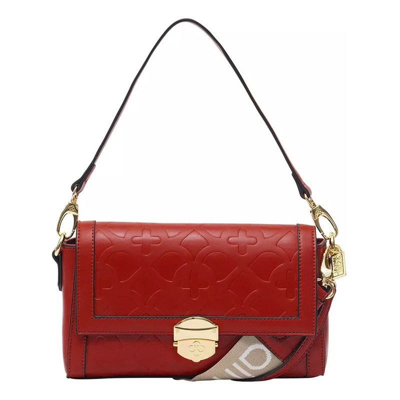 Bolsa Crossbody Para Mujer Mod. Ji 2256 Marca Jaime Ibiza® Rojo Lisa Níquel