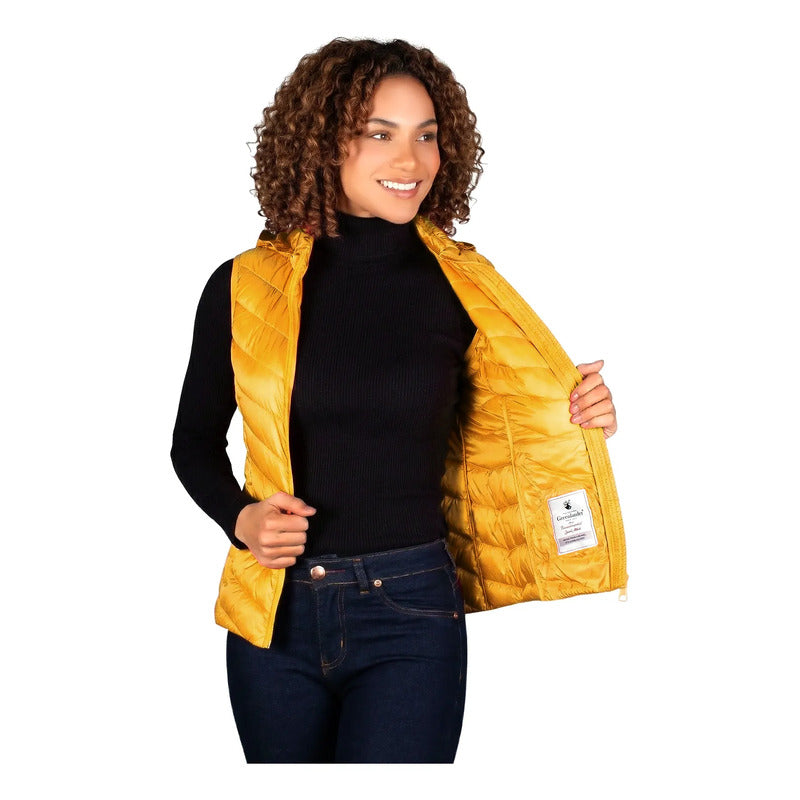 Chaleco Slim Fit Para Dama Mod.dw80-vpol8378 Greenlander® Amarillo Lisa Xg