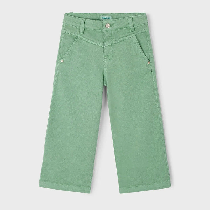 Pantalón Ancho Para Niña Mod. 3555 Marca Mayoral® Menta Liso 7 Años