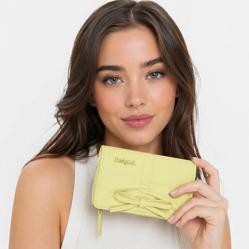 Cartera Con Fruncido Para Mujer Mod.26sayp Desigual® Amarillo Liso