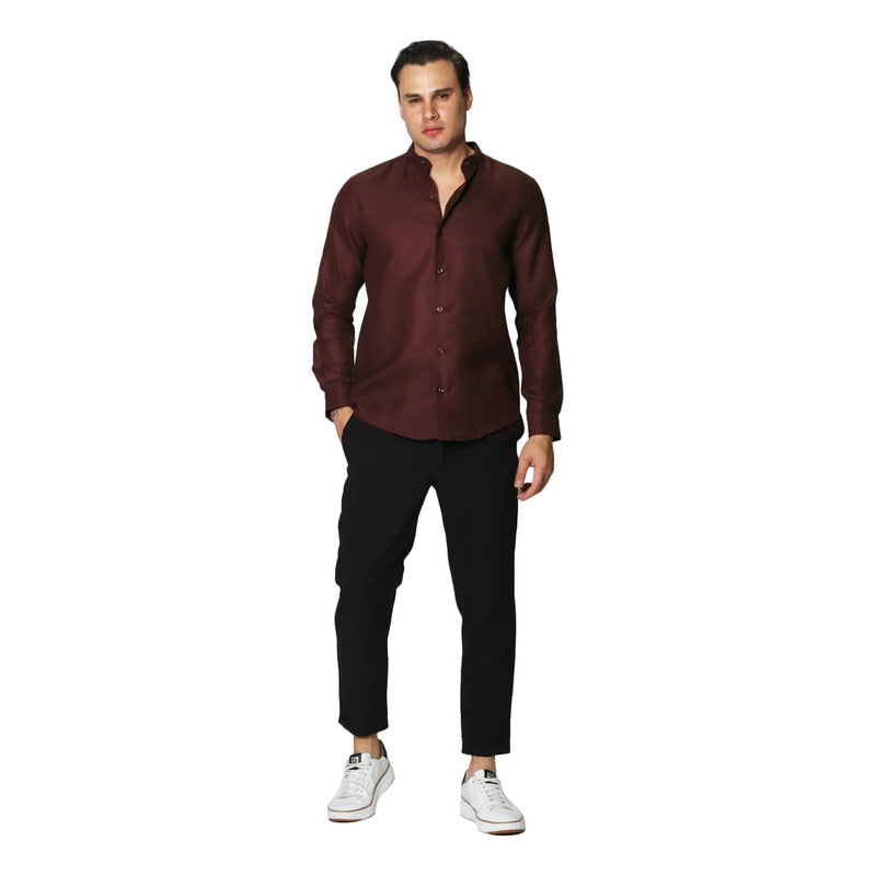 Camisa De Hombre Cuello Mao Mod.b31302 Marca Bobois®