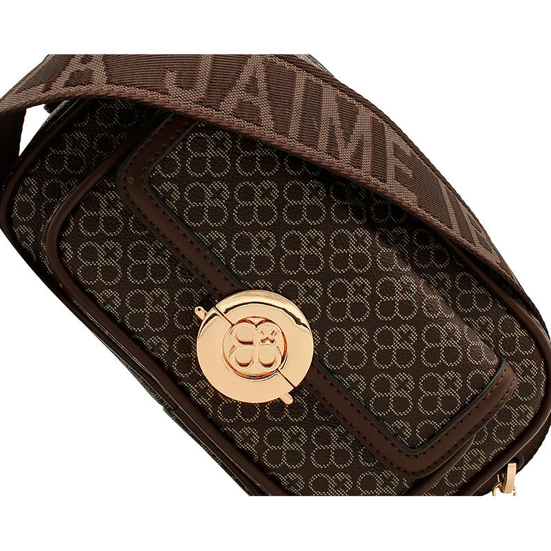 Bolso Crossbody Para Mujer Mod. Ji 2376 Marca Jaime Ibiza® Marrón Geométrico Níquel