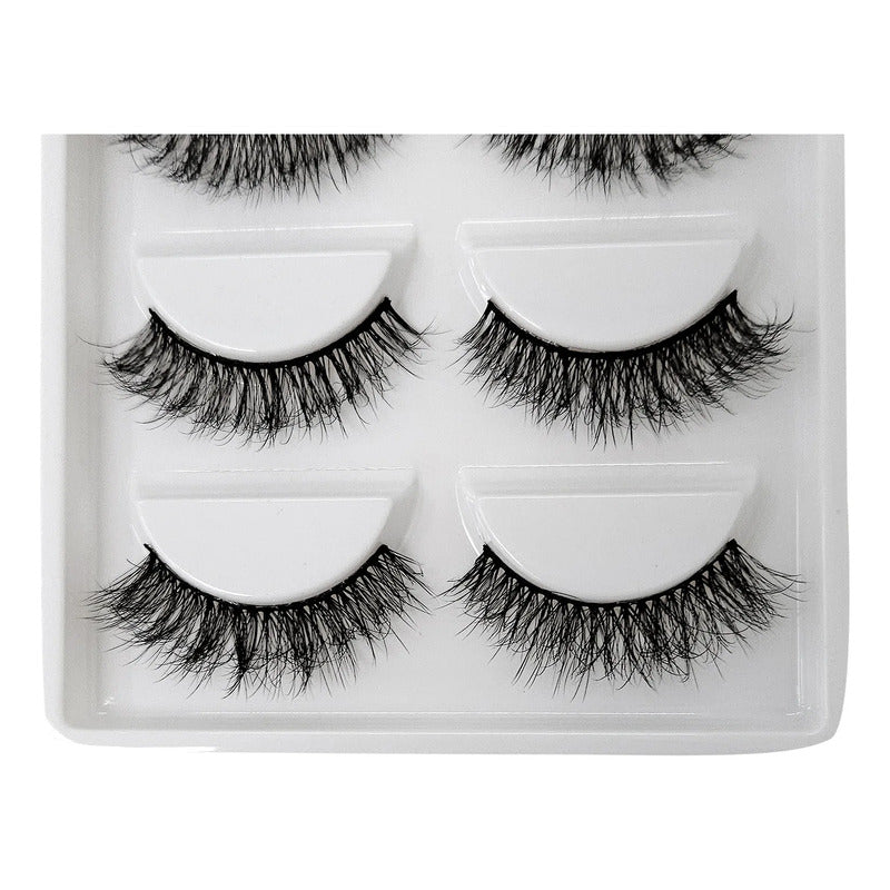 Pestañas Postizas En Tira 5 Pares Marca Kfer Valtierra® Negro Whispy K8 C 1.5 Cm