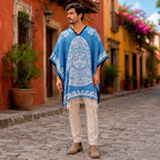 Jorongo Gaban Artesanal Mexicano Colores Azul Calendario Xg