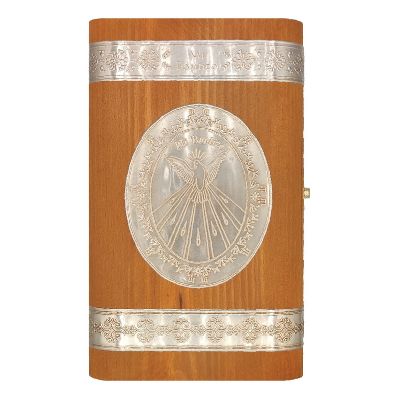 Set Para Bautizo Vela+concha+toalla+caja De Madera