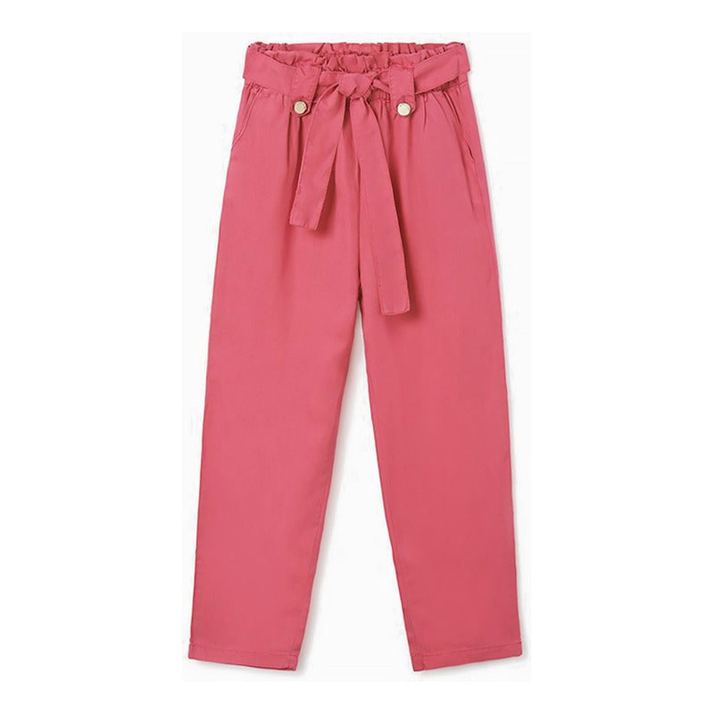 Pantalón Cropped Con Moño En Tencel Mod.6583 Marca Mayoral® Rosa Chicle Liso 18